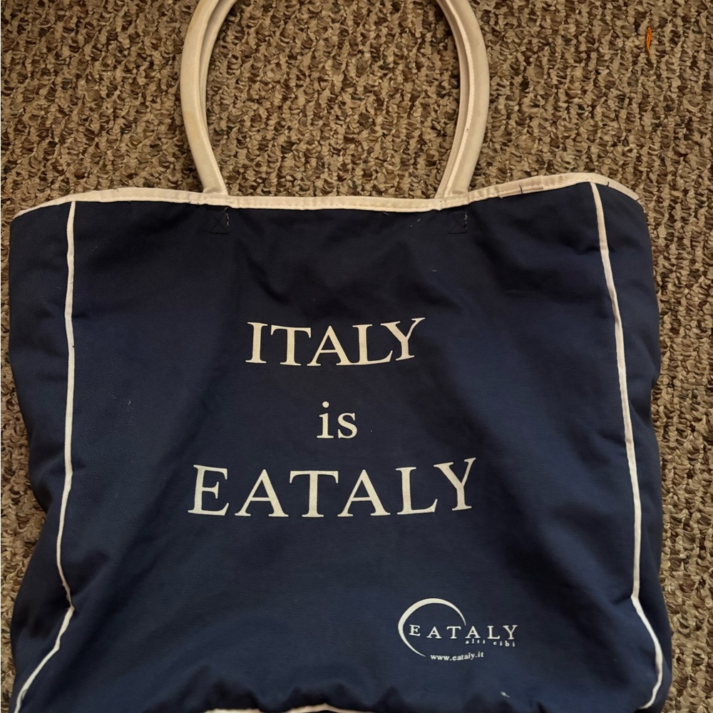 Navy Blue Eataly tote bag with zipper